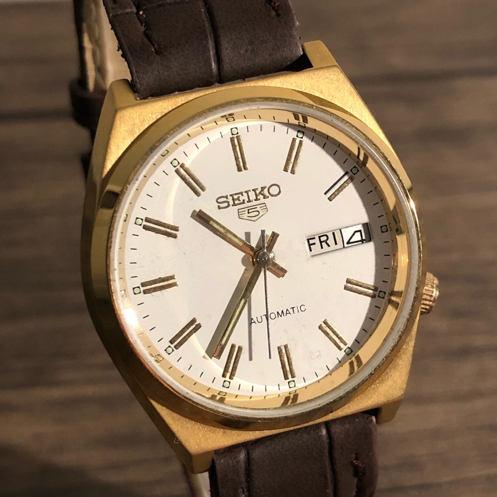 Vintage Seiko 5 Automatic Watch - Gold